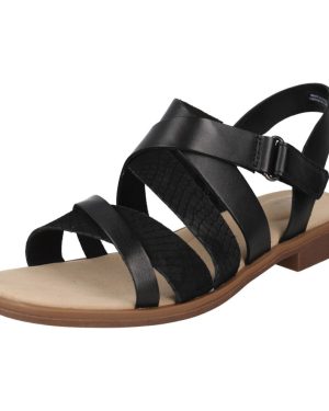 (Black, UK 4) Ladies Clarks Gladiator Sandals Declan Mix - D Fit