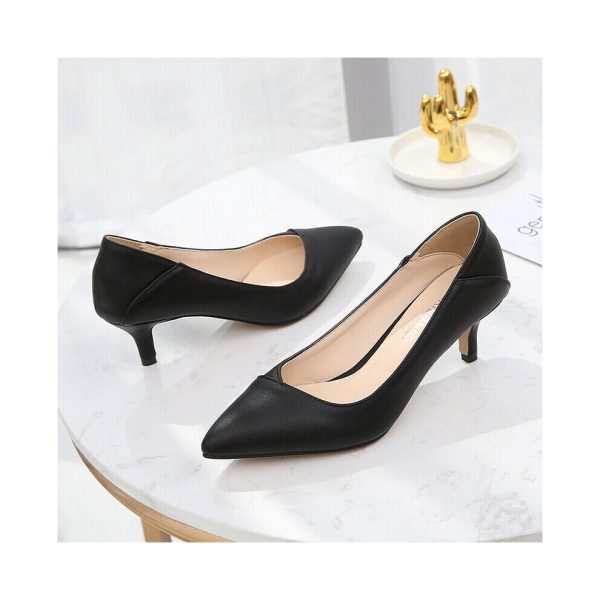 (Black, UK8.5=EUR43) Women Party Evening Low Mid Kitten Heel Shoes