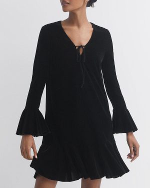 Black Velvet Peplum Mini Dress