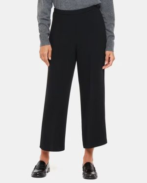 Black Wide Leg Cropped Trousers