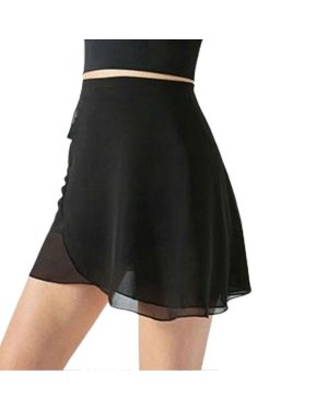 (Black) Womens Elegant Ballet Skirt Dance Wrap Skirt with Adjustable Waist Ties Solid Color Gymnastic Over Scarf for Leotards White