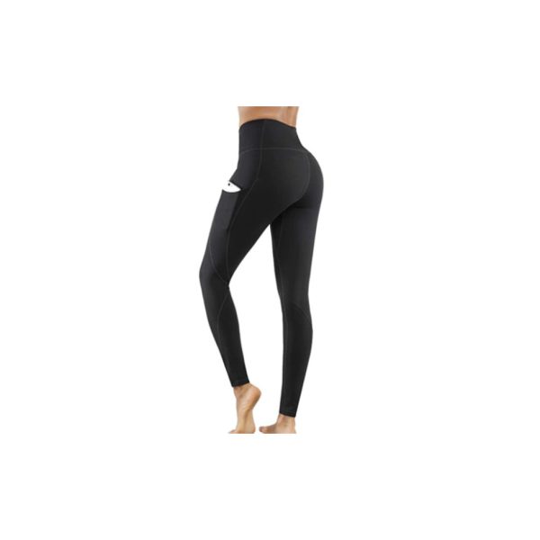 (Black, XL) Women's Gym Tights & Leggings High Waist Leggings With Side Pocket Yoga Fitness Slim Pants