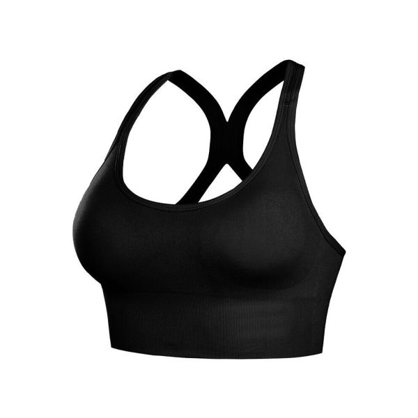 (Black, XL) Women's sports bra breathable vest fitness shockproof