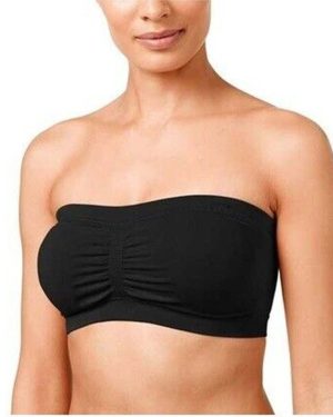 (Black, XX-Large (48-50")) Surefit Seamless Padded Comfort Strapless Stretch Bandeau Summer Bra UK 32"-54"
