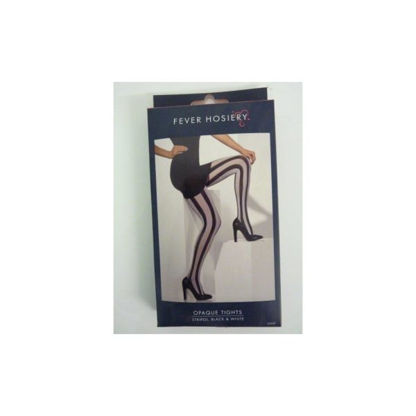 Black & White Striped Opaque Tights - tights black white fancy dress opaque striped ladies costume womens pantyhose stripes