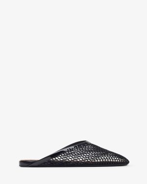 Black mesh flat Mules