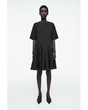 (Black/L) Cos Japan Asymmetric Mini T Shirt Dress