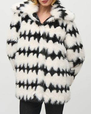Black/White Reversible Faux Fur Coat