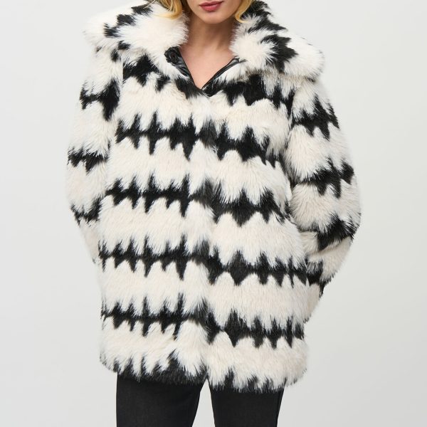 Black/White Reversible Faux Fur Coat