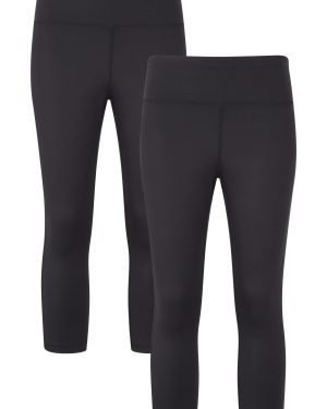 Blackout High-Waisted Womens Capri Leggings 2-Pack - Black