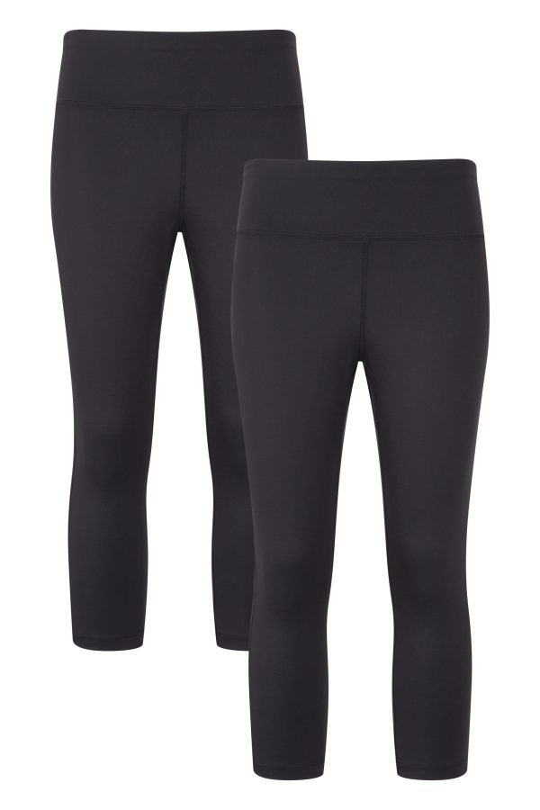 Blackout High-Waisted Womens Capri Leggings 2-Pack - Black