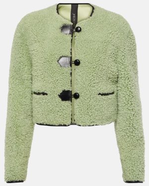 Blancha Leather-trimmed shearling jacket