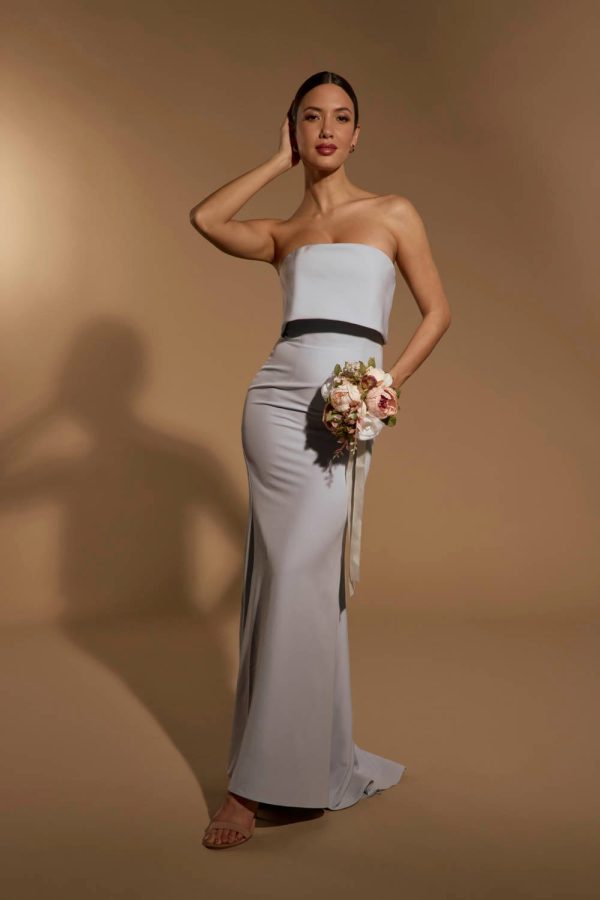 Blaze Strapless Maxi Dress With Overlay, UK 18 / US 14 / EU 46 / Powder Blue