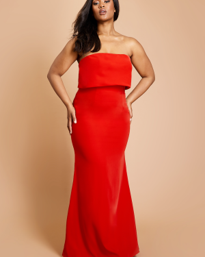 Blaze Strapless Maxi Dress With Overlay, UK 18 / US 14 / EU 46 / Red