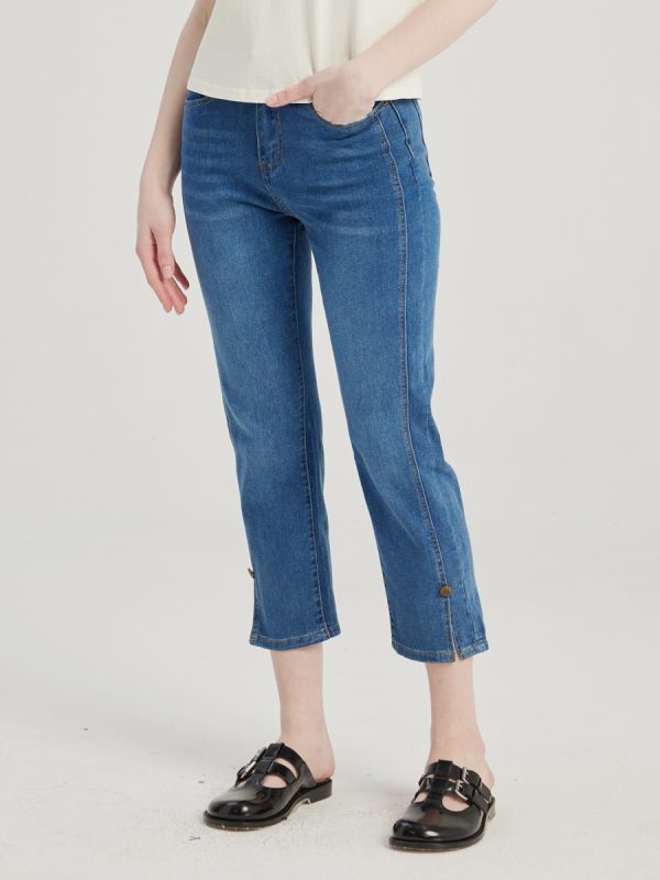 Blue Cropped Jeans Casual Summer Pants For Women 2025