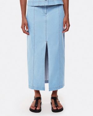 Blue Denim Pencil Maxi Skirt