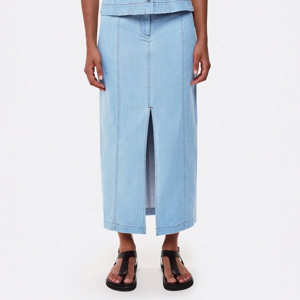 Blue Denim Pencil Maxi Skirt