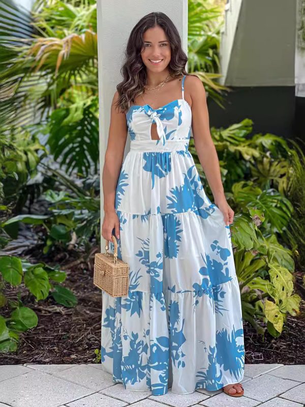 Blue Floral Maxi Slip Dress For Summer 2025