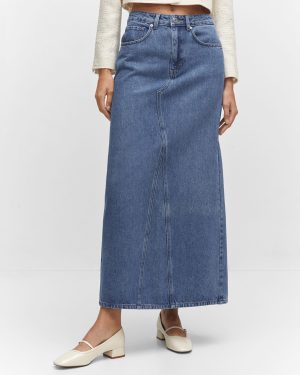 Blue Long Denim Skirt