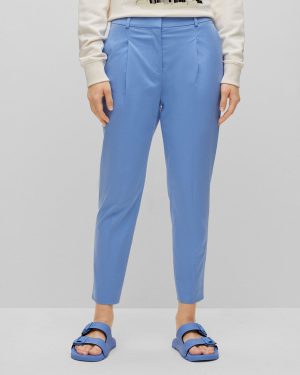 Blue Tetida Cropped Cotton Blend Trousers