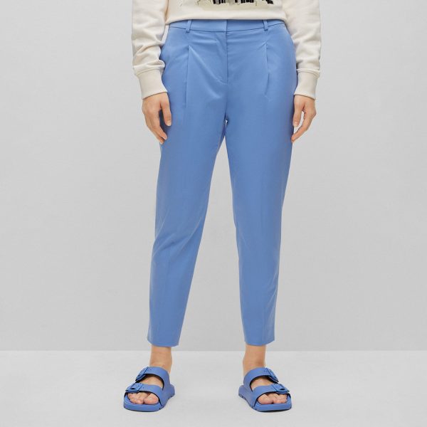 Blue Tetida Cropped Cotton Blend Trousers