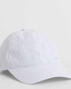 Blue/ White Striped Seersucker Cap
