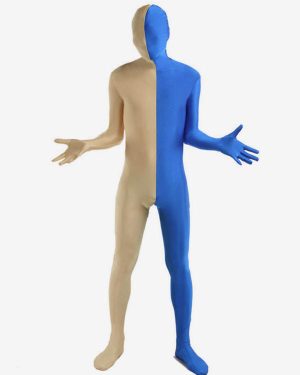 Blue and Yellow Two Tone Zentai Suit Full Body Lycra Spandex Bodysuit