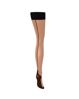 Bluebella Back Seam Leg/Plain Top Stockings Sheer/Black