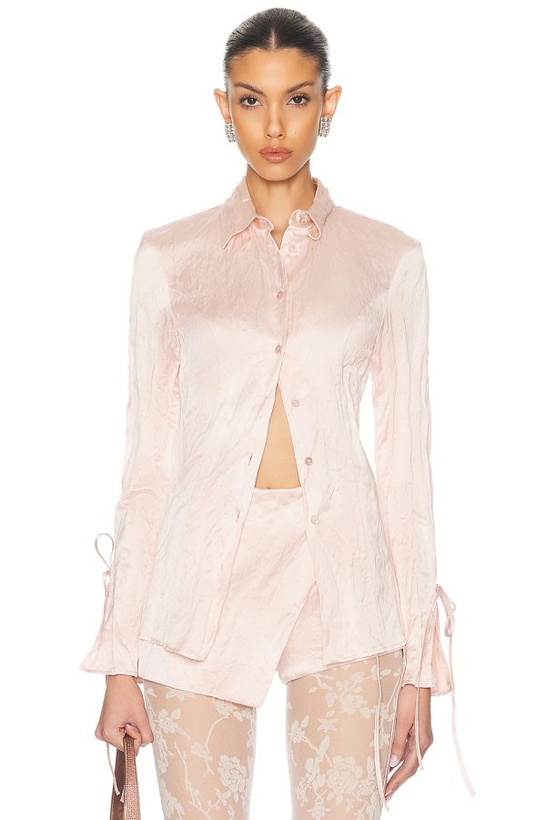 Blumarine Satin Blouse in Powder Pink - Blush. Size 40 (also in 42).