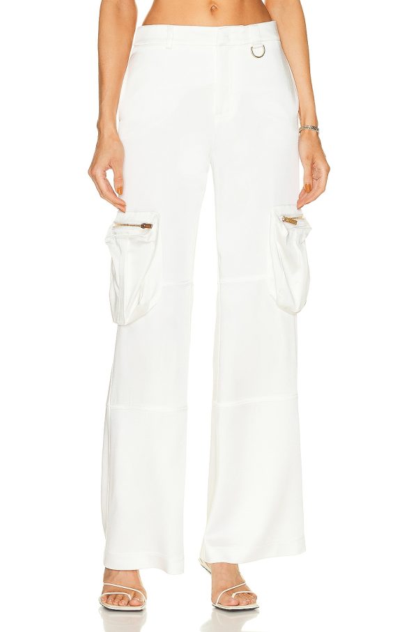 Blumarine Wide Leg Cargo Pant in Bianco Naturale - White. Size 40 (also in ).