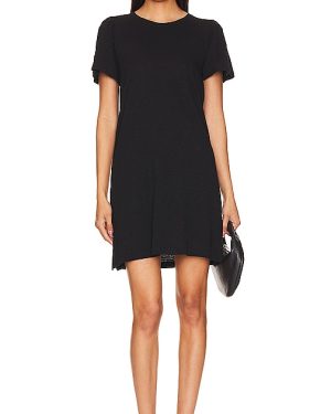 Bobi Shirt Mini Dress in Black. Size M, S, XL, XS.