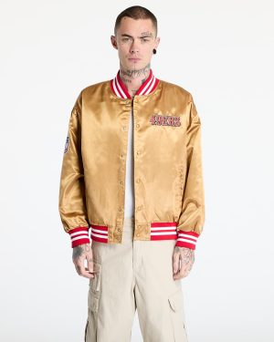 Bomber New Era San Francisco 49Ers NFL Beige Satin Bomber Jacket UNISEX Bronze/ Scarlet M