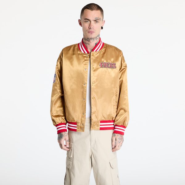 Bomber New Era San Francisco 49Ers NFL Beige Satin Bomber Jacket UNISEX Bronze/ Scarlet M