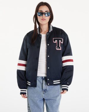 Bomber Tommy Jeans Satin Letterman Bomber Jacket Dark Night Navy XL