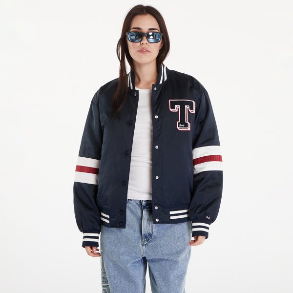 Bomber Tommy Jeans Satin Letterman Bomber Jacket Dark Night Navy XL