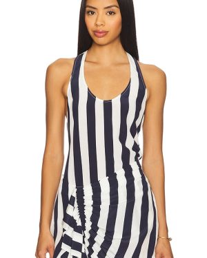 Bondi Born Orta Silk Tank Top in Navy. Size M, S, XL, XS.