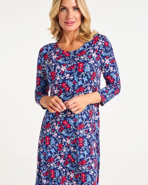 Bonmarche 3/4 Sleeve Ditsy Print Swing Dress