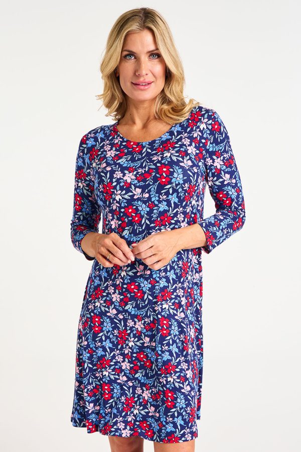 Bonmarche 3/4 Sleeve Ditsy Print Swing Dress