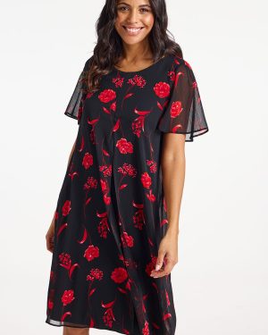 Bonmarche Angel Sleeve Split Front Floral Dress