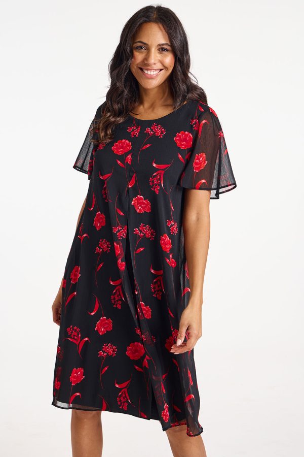 Bonmarche Angel Sleeve Split Front Floral Dress