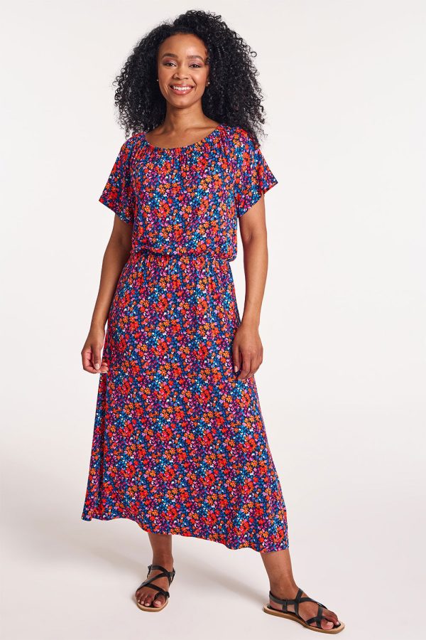 Bonmarche Black Ditsy Print Jersey Bardot Dress