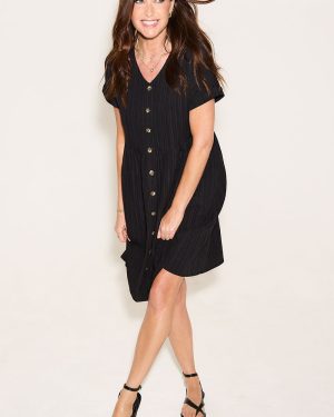 Bonmarche Crinkle Stripe Button Smock Dress