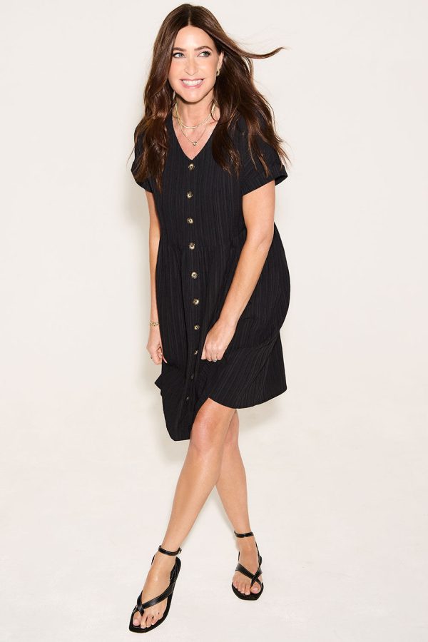 Bonmarche Crinkle Stripe Button Smock Dress