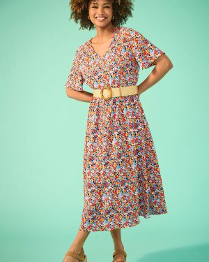 Bonmarche Ditsy Print Crinkle Smock Dress