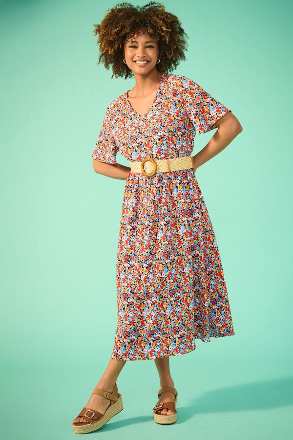 Bonmarche Ditsy Print Crinkle Smock Dress