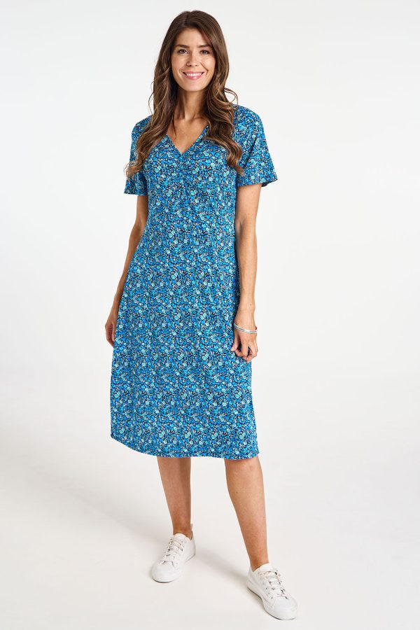 Bonmarche Ditsy Print Ruched Front Tea Dress