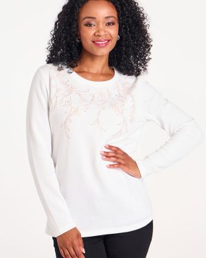 Bonmarche Embroidered Trailing Leaf Sweatshirt