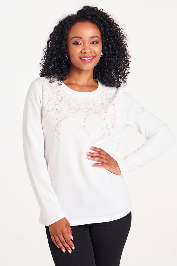 Bonmarche Embroidered Trailing Leaf Sweatshirt