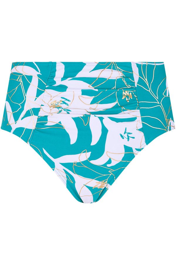 Bonmarche Foil Floral Print High Waist Bikini Brief - Blue - Size 26