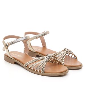 Bonmarche Gold Twist Detail Flat Sandals